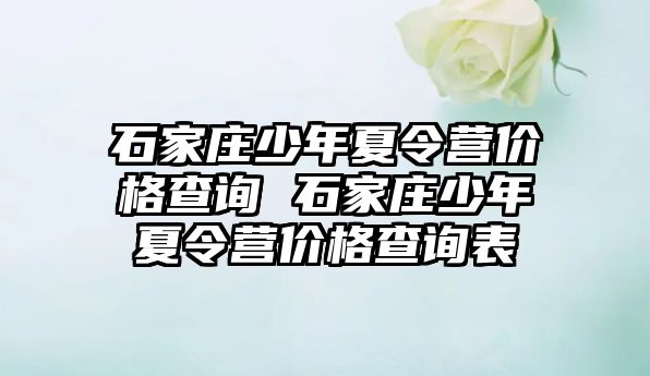 石家庄少年夏令营价格查询 石家庄少年夏令营价格查询表