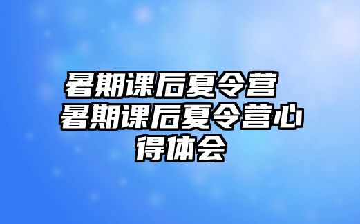 暑期课后夏令营 暑期课后夏令营心得体会