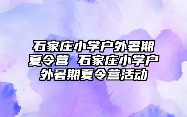 石家庄小学户外暑期夏令营 石家庄小学户外暑期夏令营活动