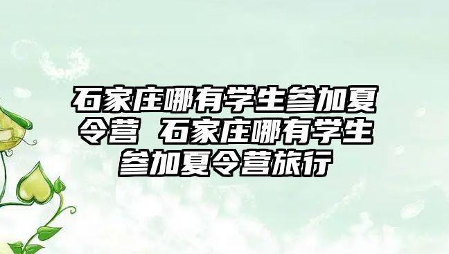 石家庄哪有学生参加夏令营 石家庄哪有学生参加夏令营旅行