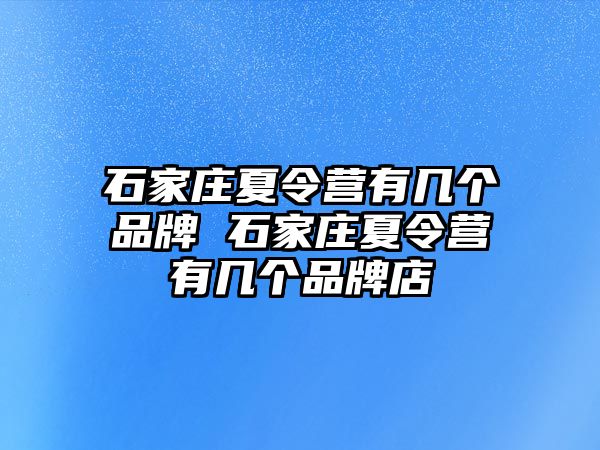 石家庄夏令营有几个品牌 石家庄夏令营有几个品牌店