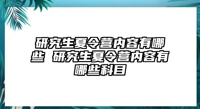 研究生夏令营内容有哪些 研究生夏令营内容有哪些科目