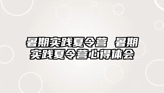 暑期实践夏令营 暑期实践夏令营心得体会