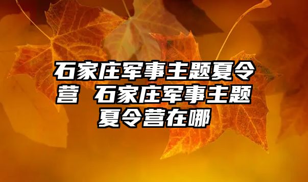 石家庄军事主题夏令营 石家庄军事主题夏令营在哪