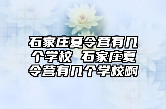 石家庄夏令营有几个学校 石家庄夏令营有几个学校啊