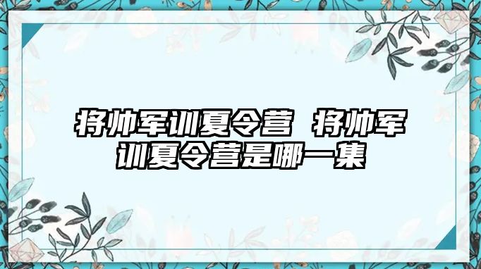 将帅军训夏令营 将帅军训夏令营是哪一集