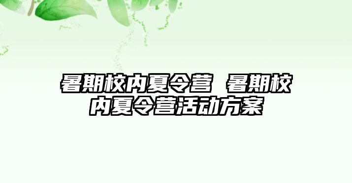 暑期校内夏令营 暑期校内夏令营活动方案