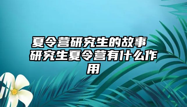 夏令营研究生的故事 研究生夏令营有什么作用