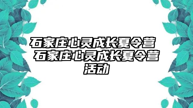 石家庄心灵成长夏令营 石家庄心灵成长夏令营活动