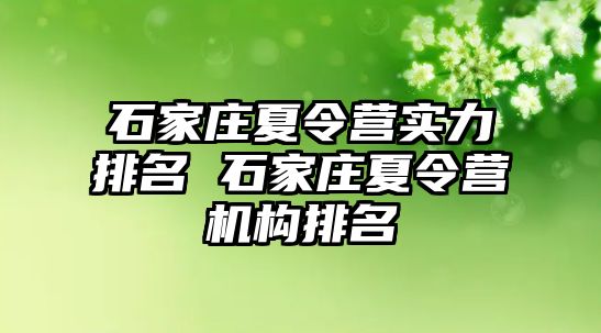 石家庄夏令营实力排名 石家庄夏令营机构排名