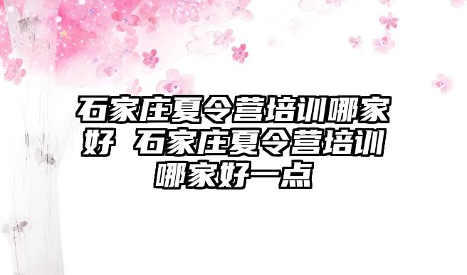 石家庄夏令营培训哪家好 石家庄夏令营培训哪家好一点