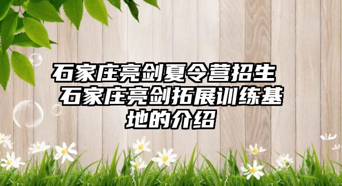 石家庄亮剑夏令营招生 石家庄亮剑拓展训练基地的介绍