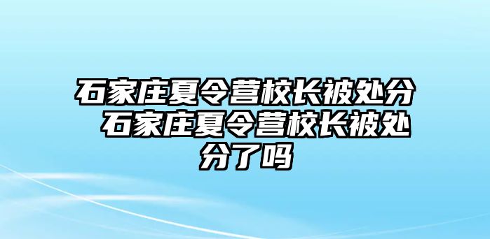 石家庄夏令营校长被处分 石家庄夏令营校长被处分了吗