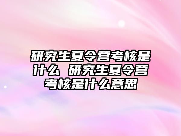 研究生夏令营考核是什么 研究生夏令营考核是什么意思