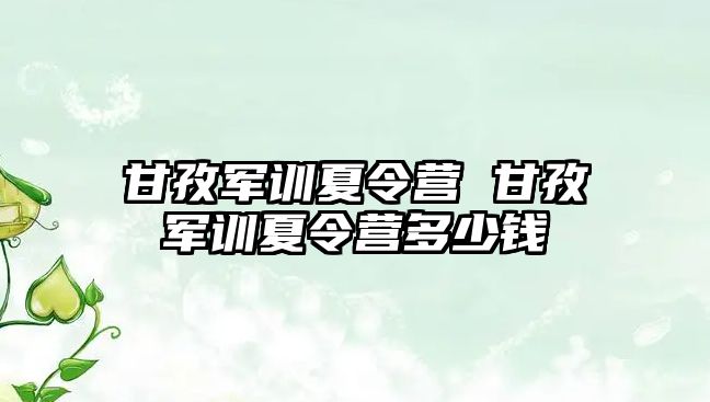 甘孜军训夏令营 甘孜军训夏令营多少钱