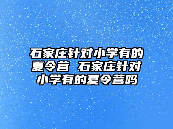 石家庄针对小学有的夏令营 石家庄针对小学有的夏令营吗