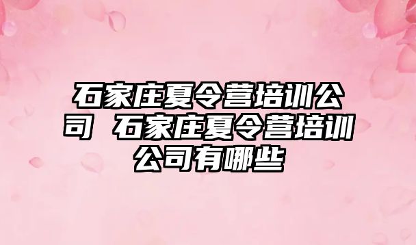 石家庄夏令营培训公司 石家庄夏令营培训公司有哪些