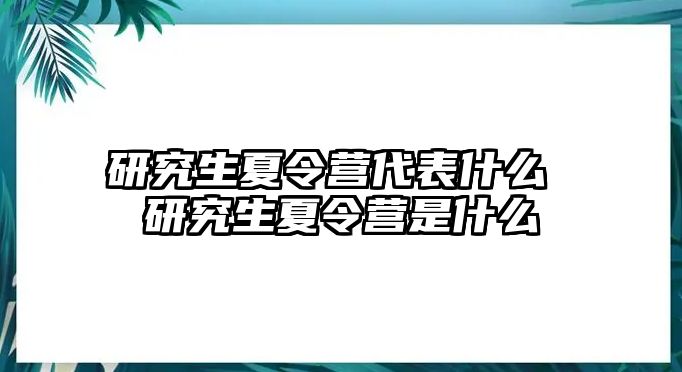 研究生夏令营代表什么 研究生夏令营是什么