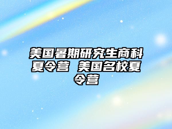 美国暑期研究生商科夏令营 美国名校夏令营