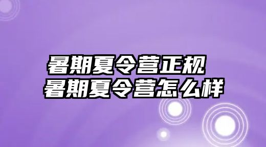 暑期夏令营正规 暑期夏令营怎么样