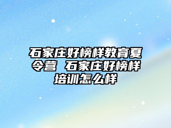 石家庄好榜样教育夏令营 石家庄好榜样培训怎么样