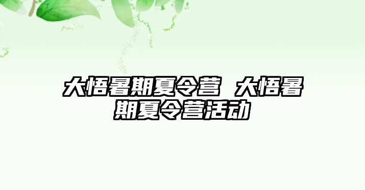 大悟暑期夏令营 大悟暑期夏令营活动