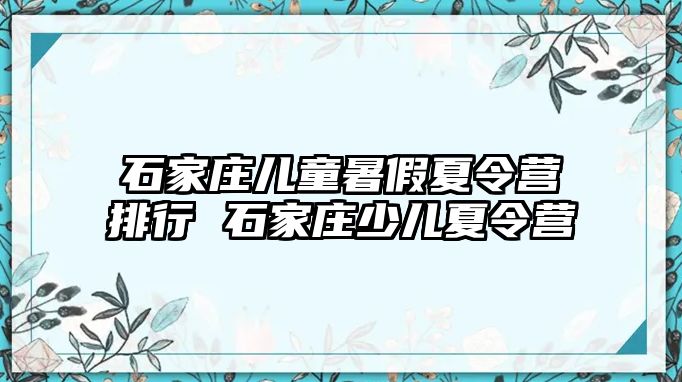 石家庄儿童暑假夏令营排行 石家庄少儿夏令营