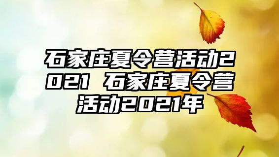 石家庄夏令营活动2021 石家庄夏令营活动2021年