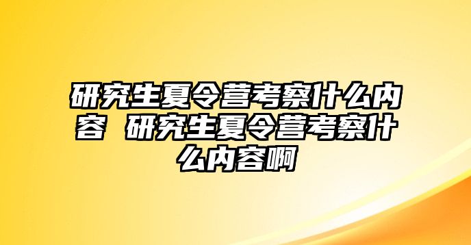 研究生夏令营考察什么内容 研究生夏令营考察什么内容啊