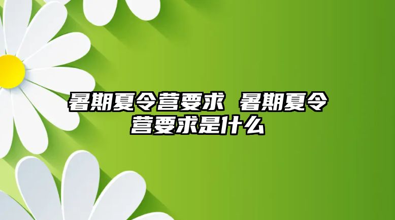 暑期夏令营要求 暑期夏令营要求是什么