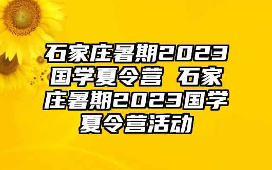 石家庄暑期2023国学夏令营 石家庄暑期2023国学夏令营活动