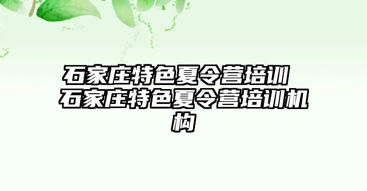 石家庄特色夏令营培训 石家庄特色夏令营培训机构