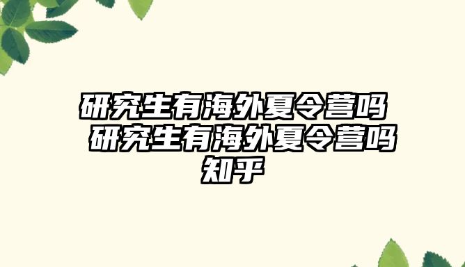 研究生有海外夏令营吗 研究生有海外夏令营吗知乎