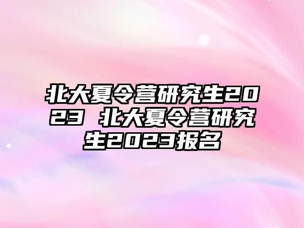 北大夏令营研究生2023 北大夏令营研究生2023报名