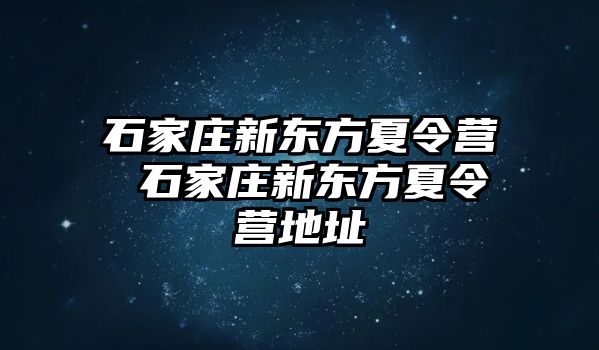 石家庄新东方夏令营 石家庄新东方夏令营地址