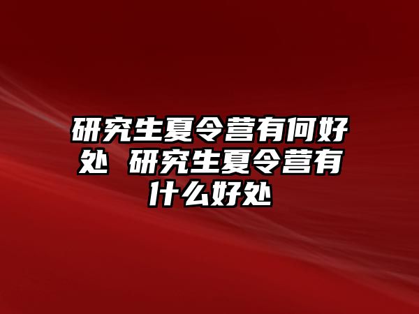 研究生夏令营有何好处 研究生夏令营有什么好处