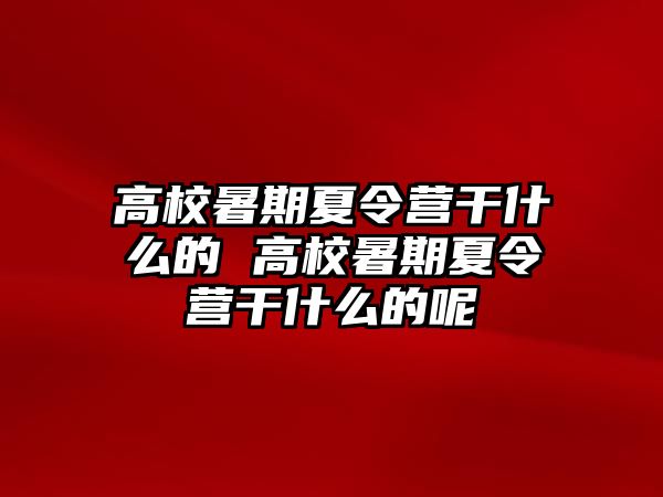 高校暑期夏令营干什么的 高校暑期夏令营干什么的呢