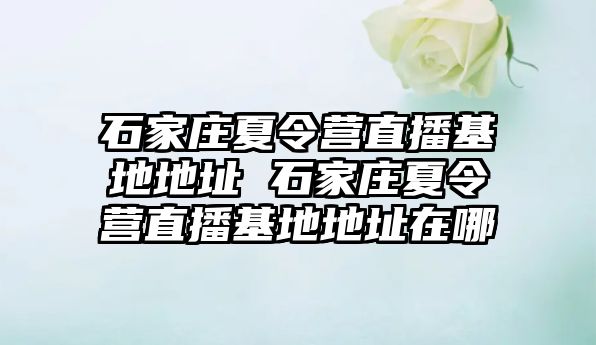 石家庄夏令营直播基地地址 石家庄夏令营直播基地地址在哪