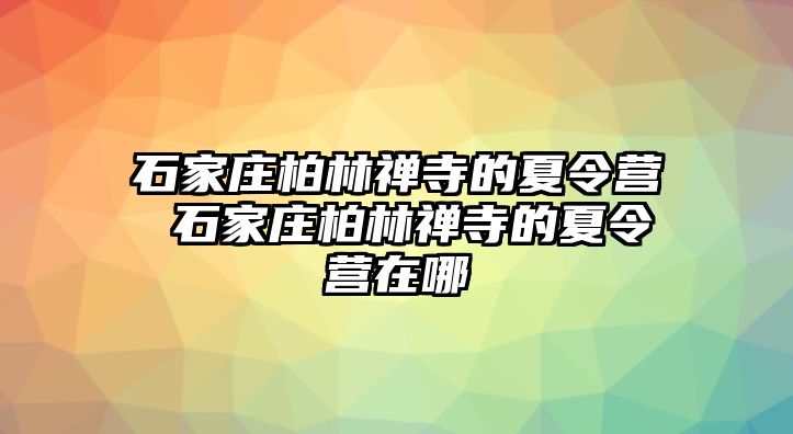 石家庄柏林禅寺的夏令营 石家庄柏林禅寺的夏令营在哪