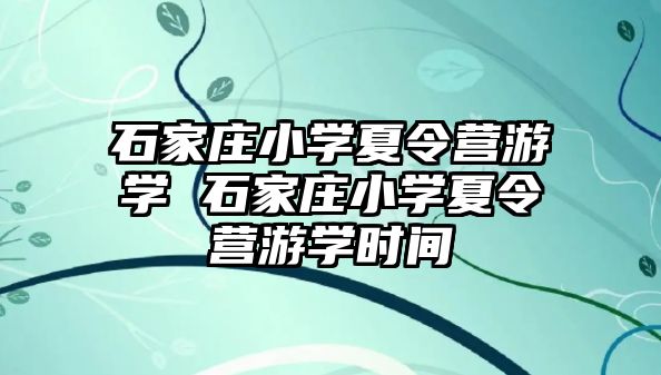 石家庄小学夏令营游学 石家庄小学夏令营游学时间