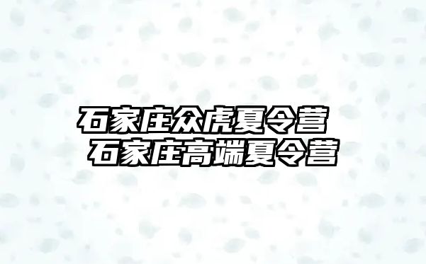 石家庄众虎夏令营 石家庄高端夏令营