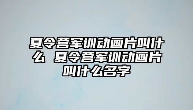 夏令营军训动画片叫什么 夏令营军训动画片叫什么名字