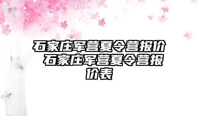 石家庄军营夏令营报价 石家庄军营夏令营报价表
