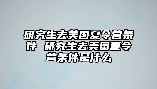 研究生去美国夏令营条件 研究生去美国夏令营条件是什么