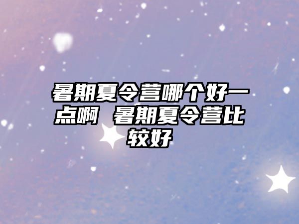 暑期夏令营哪个好一点啊 暑期夏令营比较好