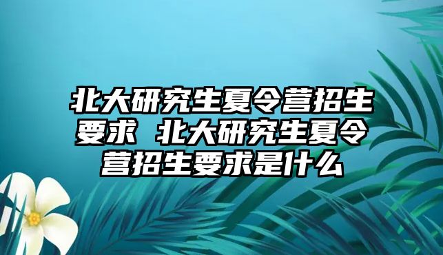 北大研究生夏令营招生要求 北大研究生夏令营招生要求是什么