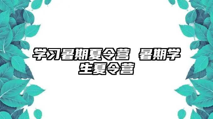 学习暑期夏令营 暑期学生夏令营