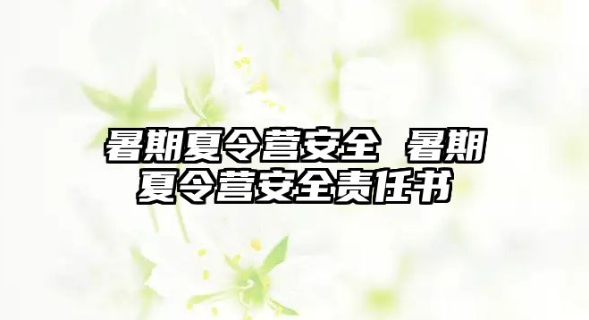 暑期夏令营安全 暑期夏令营安全责任书