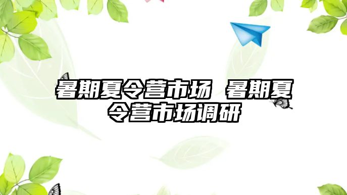 暑期夏令营市场 暑期夏令营市场调研