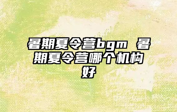 暑期夏令营bgm 暑期夏令营哪个机构好